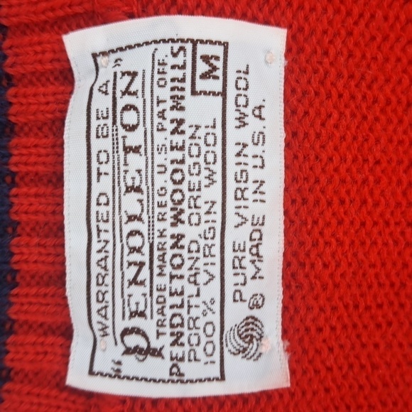 Vintage 80's Pendleton Scottish Terrier red & blue virgin wool med sweater vest - Picture 6 of 6